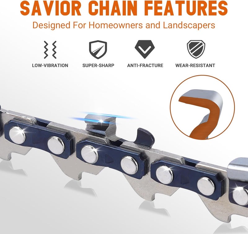 Savior طقم 4 قطع سلسلة منشار GTA 26 4 بوصة 1/4"LP .043" قياس 28 وصلة دفع لآلة تقليم الشفرات Stihl GTA 26 منشار كهربائي محمول بدون سلك 4 بوصة 3670 005 0028 لقطع فروع الخشب - Image 3